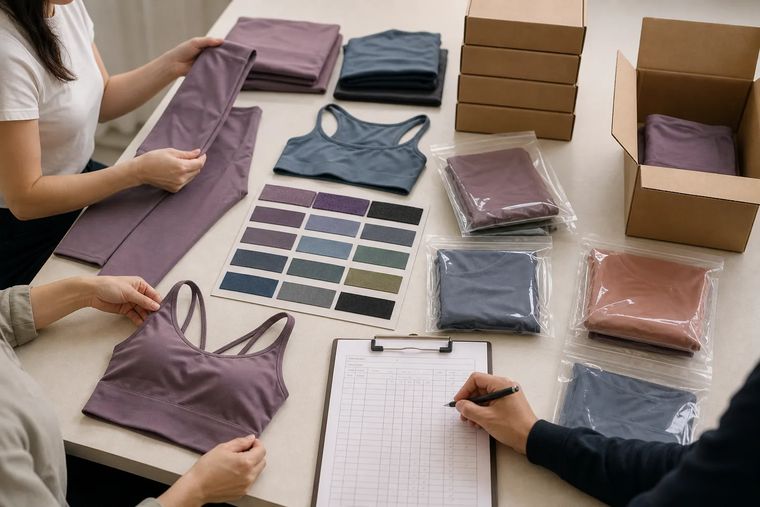 Quality control and packing for yoga apparel manufacturing buyers