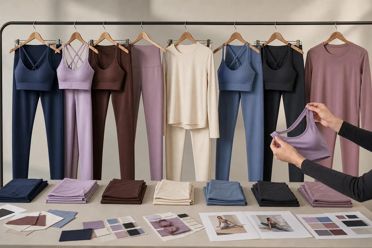 Coordinated yoga apparel sets for yoga apparel manufacturing buyers