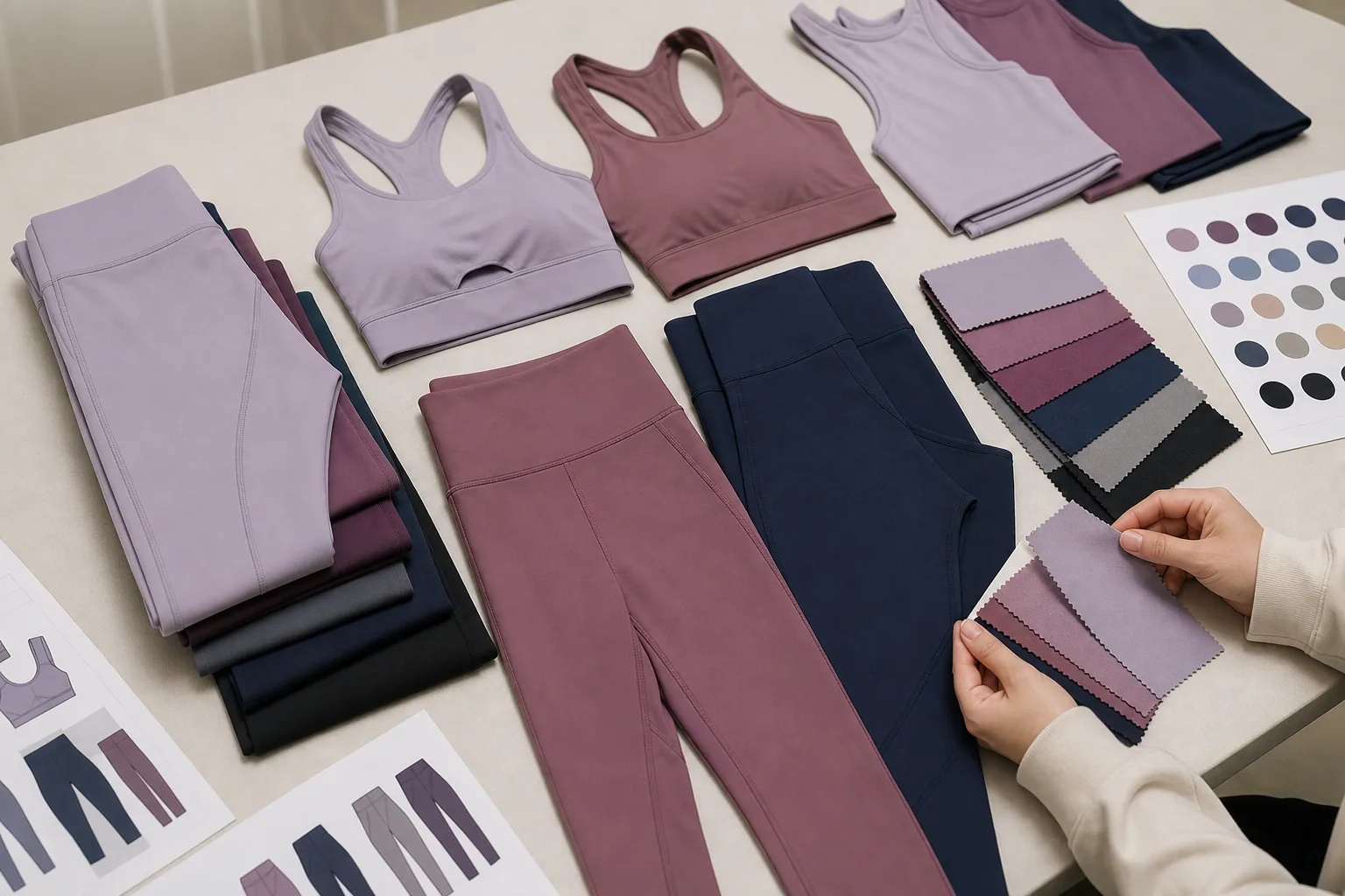 Coordinated yoga apparel sets for yoga apparel manufacturing buyers