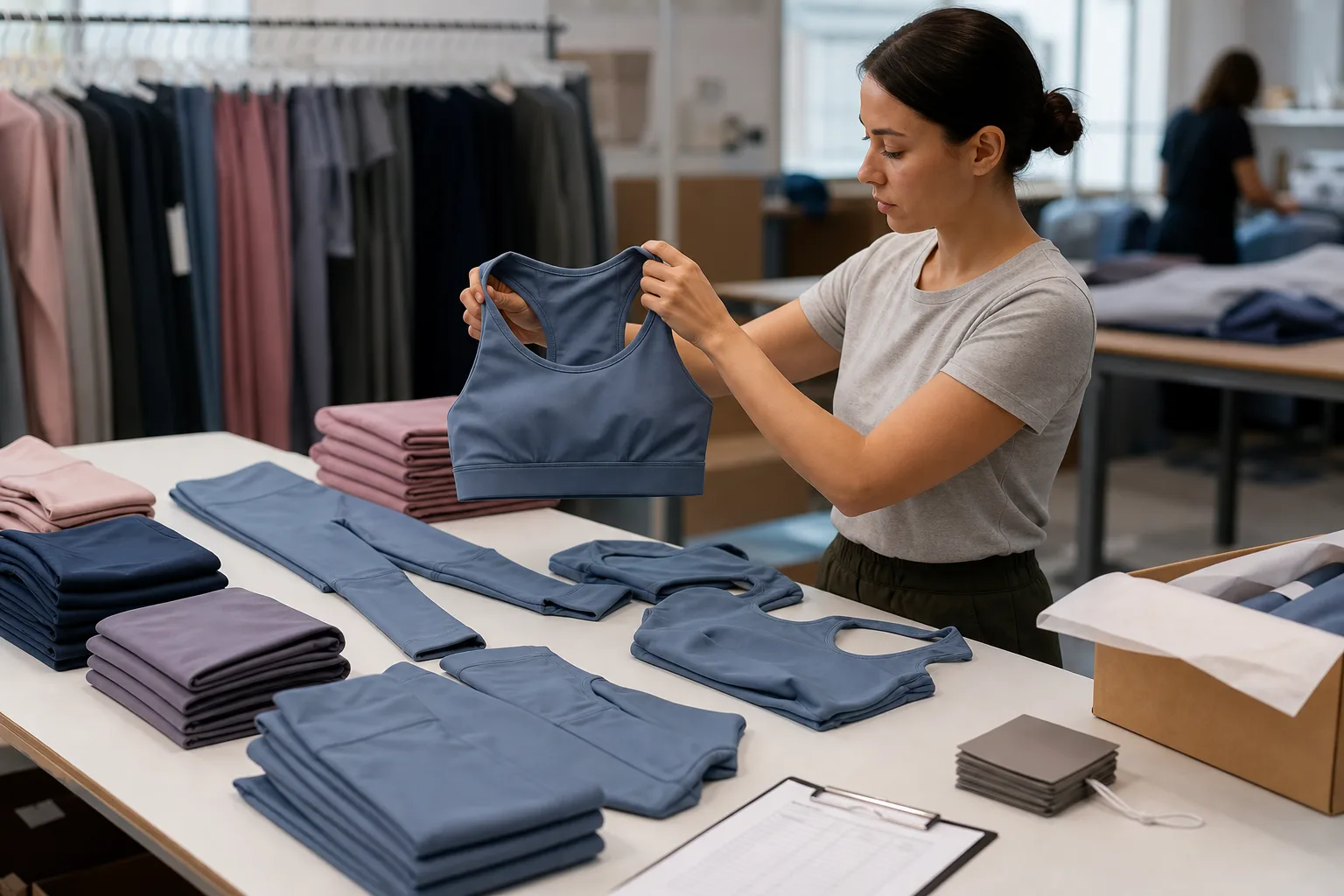 Quality control and packing for yoga apparel manufacturing buyers