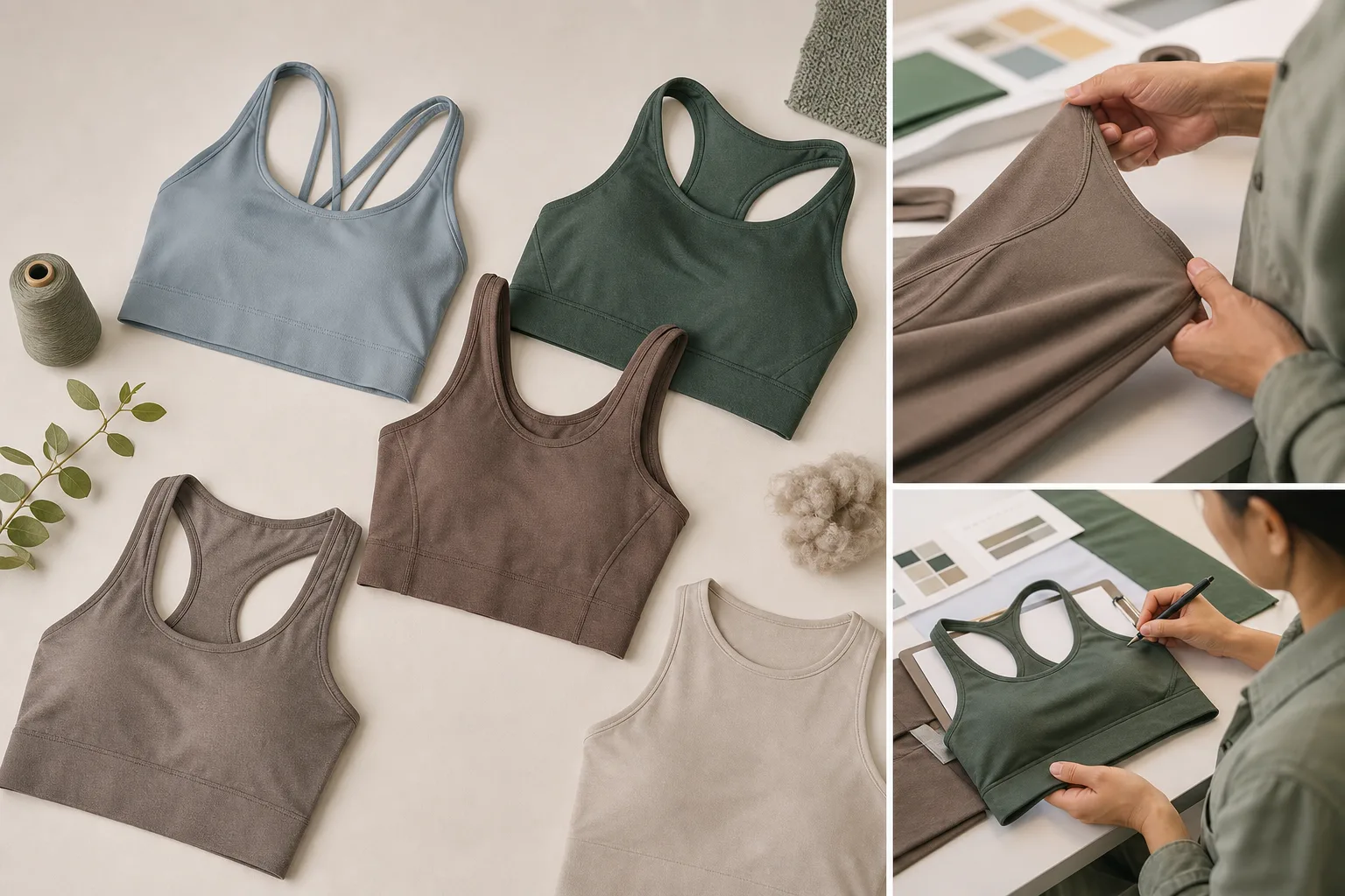 Sports bras and active tops for yoga apparel manufacturing buyers