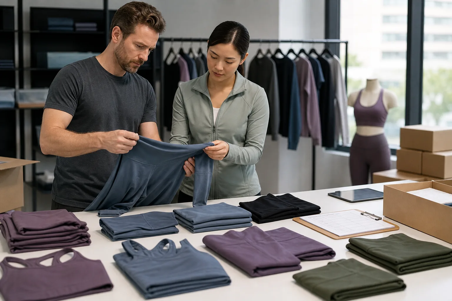 Quality control and packing for yoga apparel manufacturing buyers