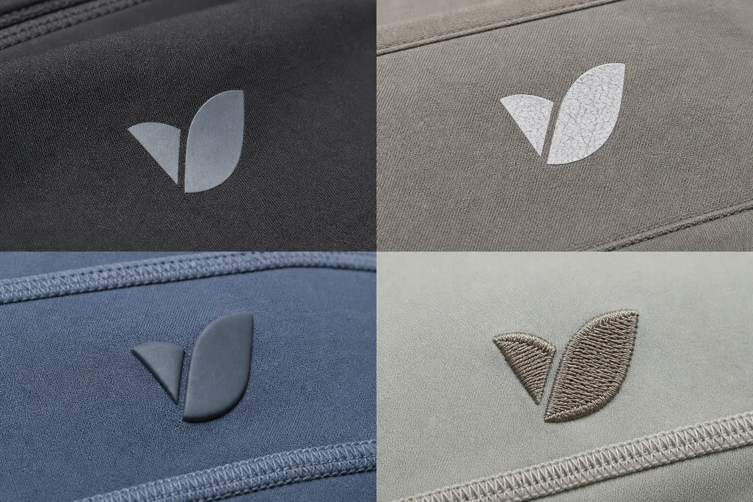 Close-up comparison of logo application methods on activewear fabric