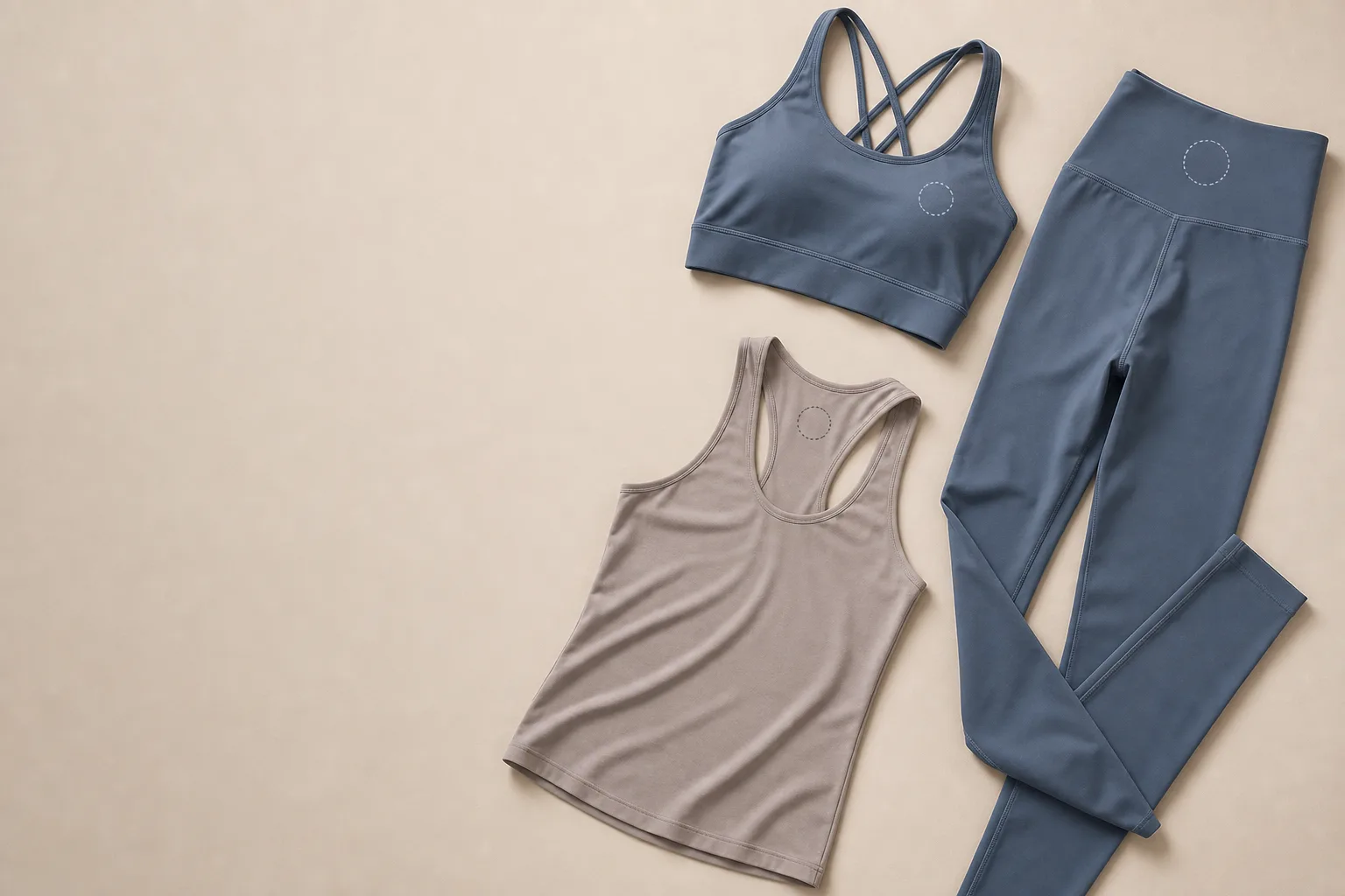 Custom yoga apparel with different logo application positions for private label branding