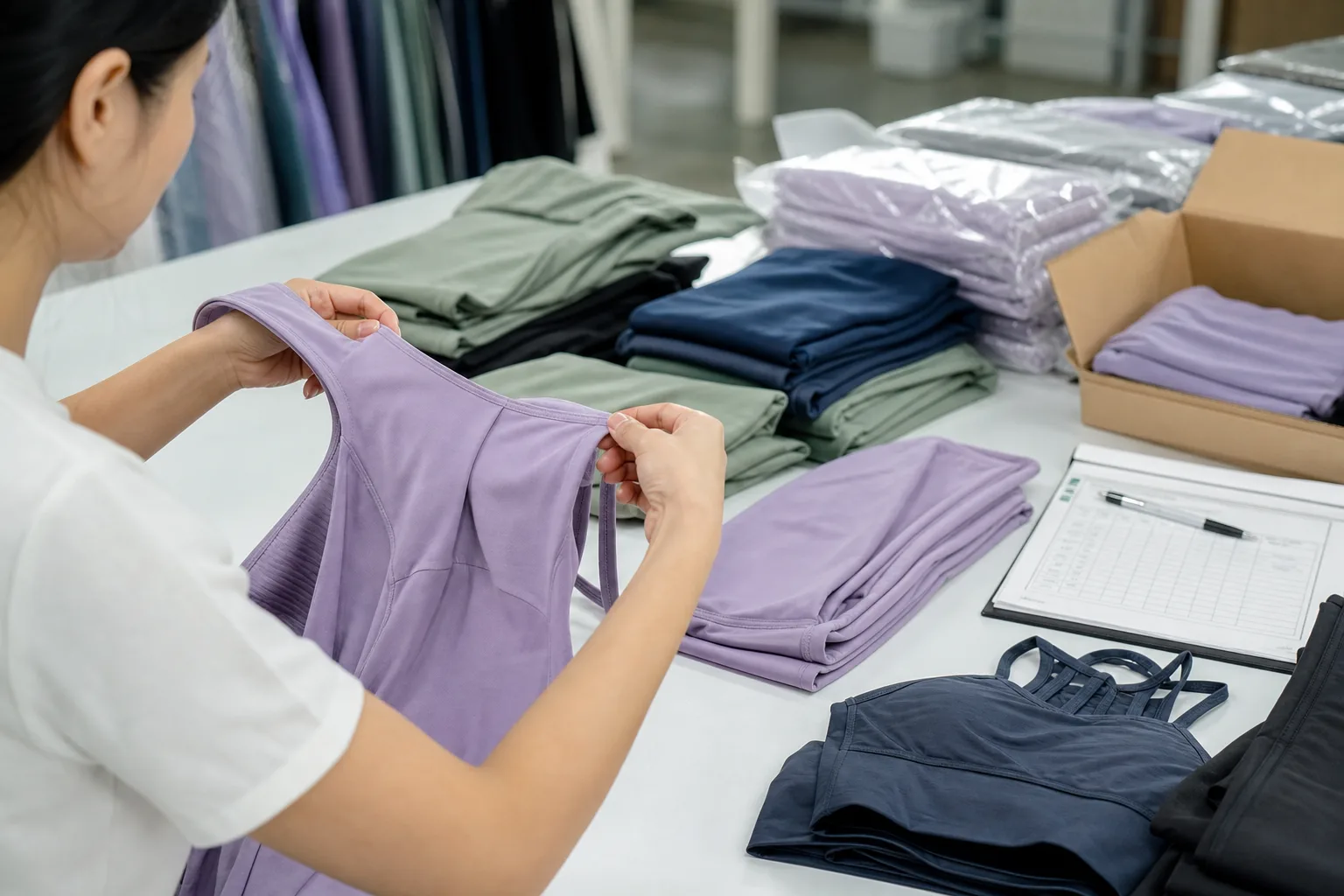 Quality control and packing for yoga apparel manufacturing buyers
