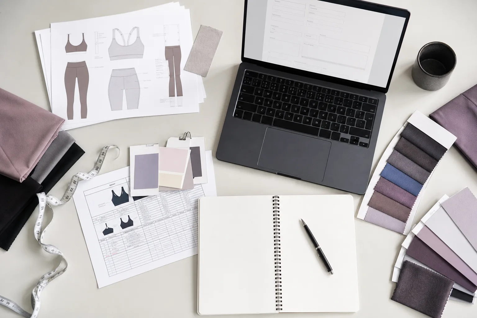 Contact manufacturing team workspace with tech pack, swatches, and project notes