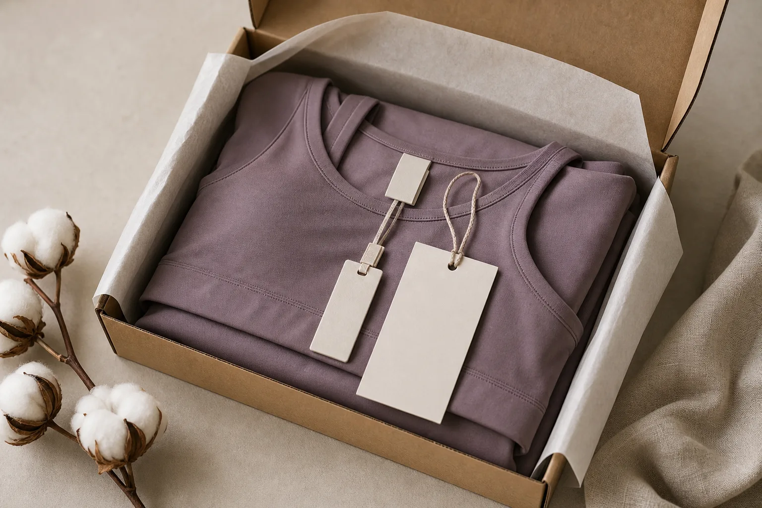 Eco-conscious yoga apparel packaging and label presentation