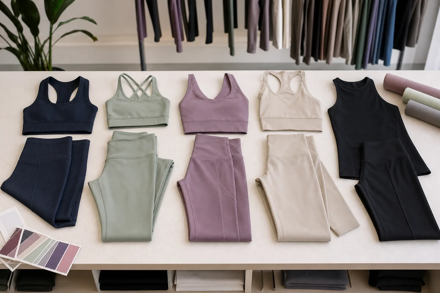 Coordinated yoga apparel sets for yoga apparel manufacturing buyers