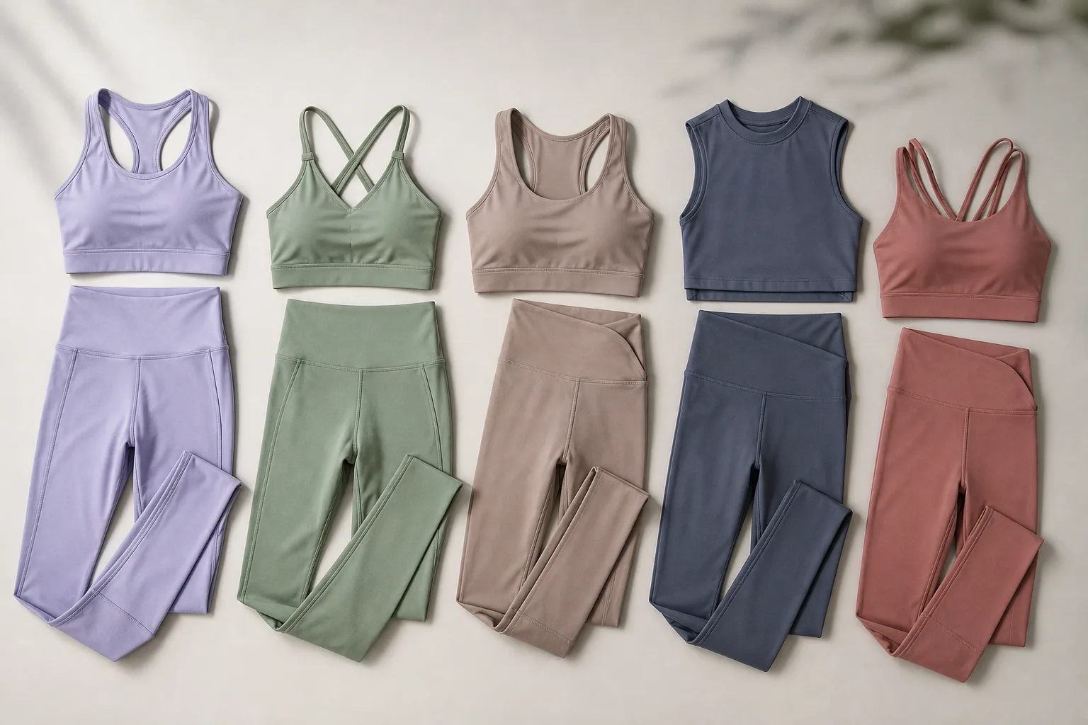 Coordinated yoga apparel sets for yoga apparel manufacturing buyers
