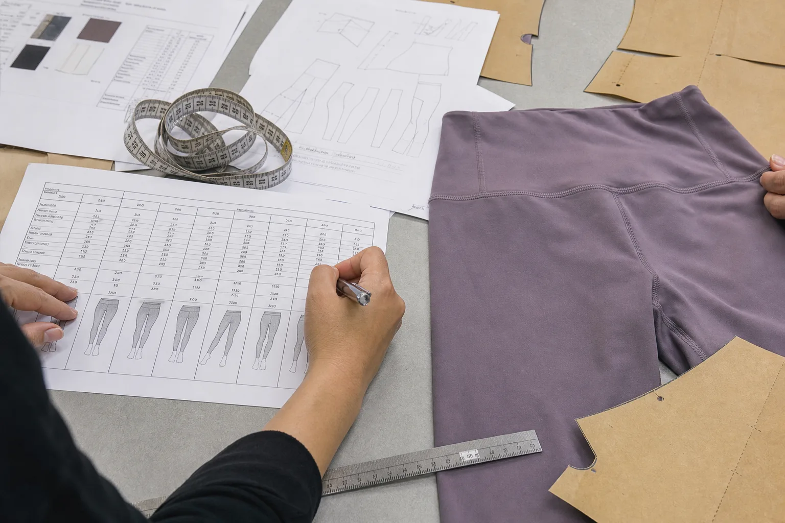 Pattern and measurement review for custom activewear sample approval