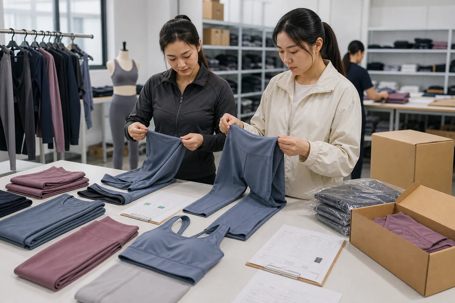 Quality control and packing for yoga apparel manufacturing buyers