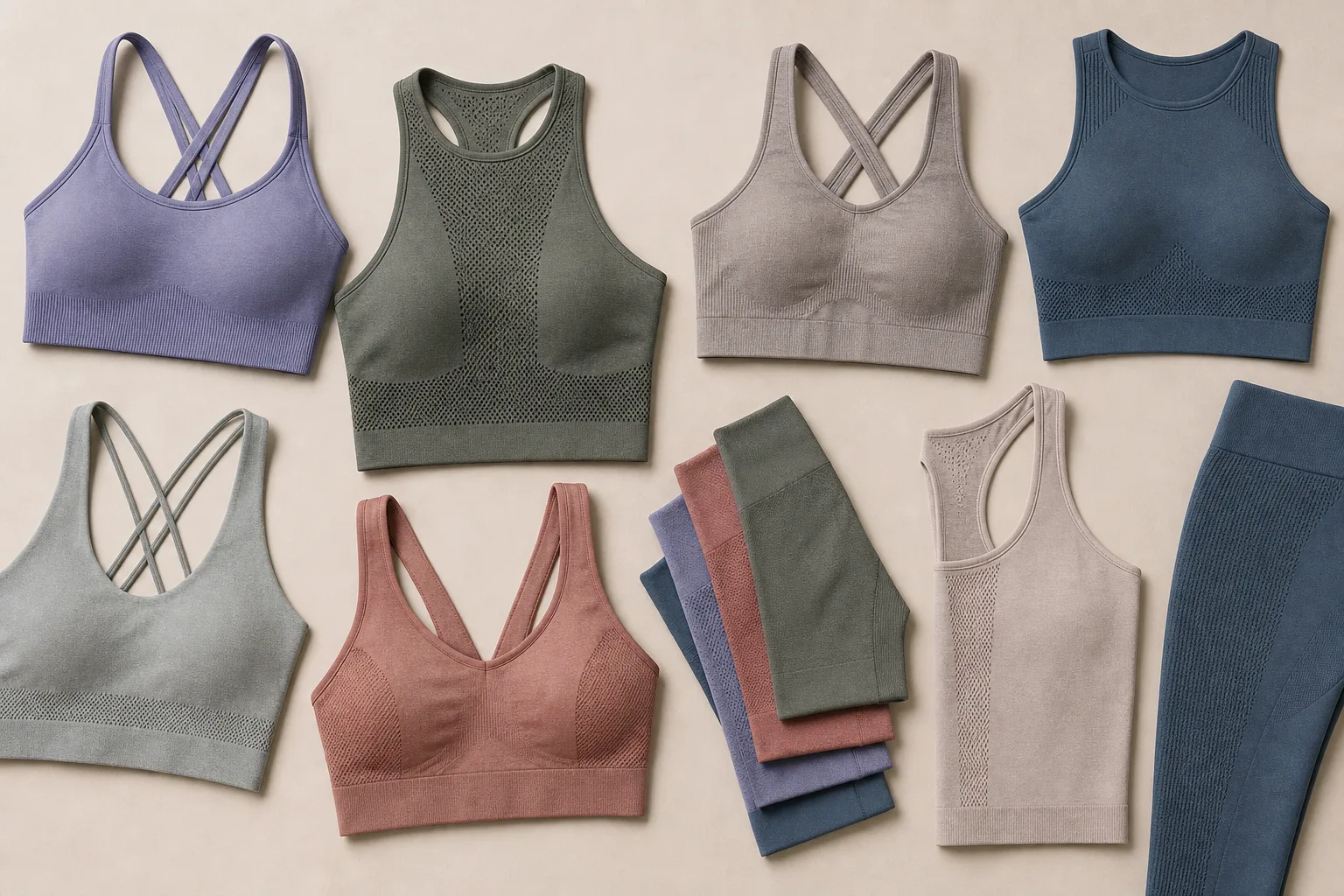 Sports bras and active tops for yoga apparel manufacturing buyers
