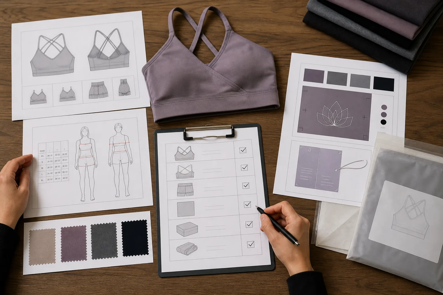 Approval checklist for yoga apparel bulk release and packaging details