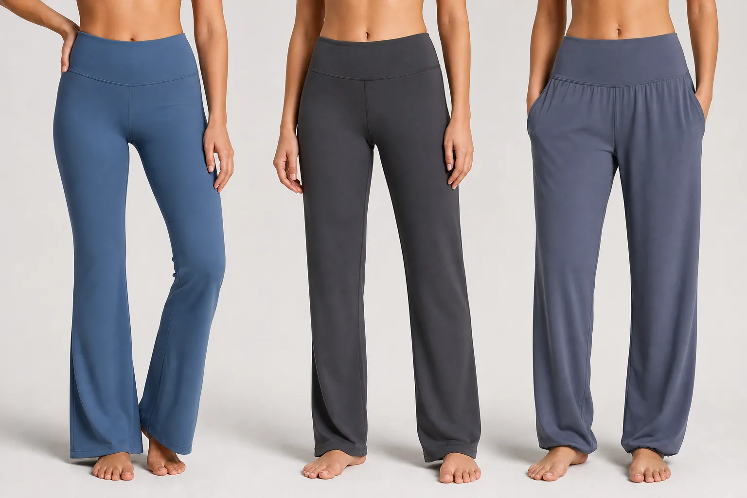 Women’s yoga pants in flared, straight-leg, and relaxed silhouettes