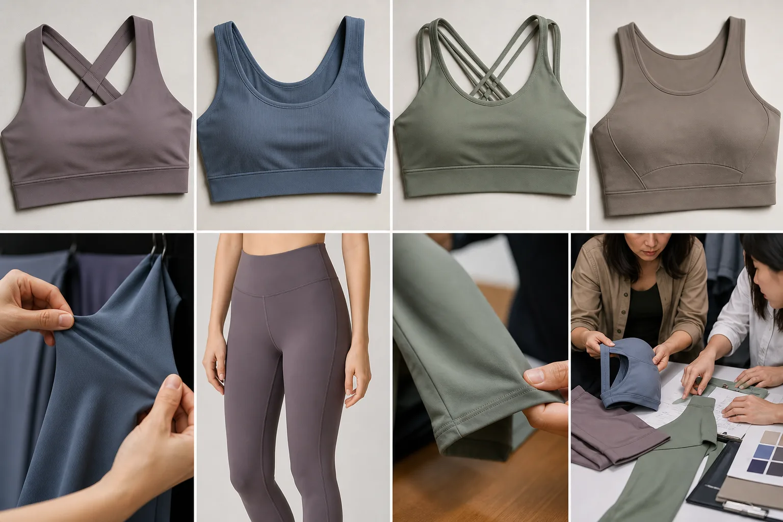 Sports bras and active tops for yoga apparel manufacturing buyers