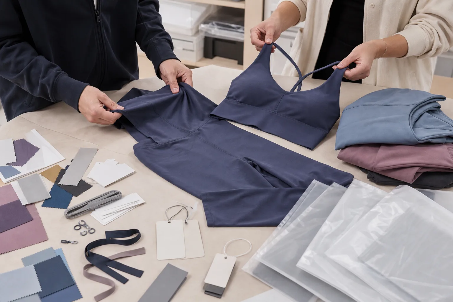 Private label branding preparation for yoga apparel manufacturing buyers