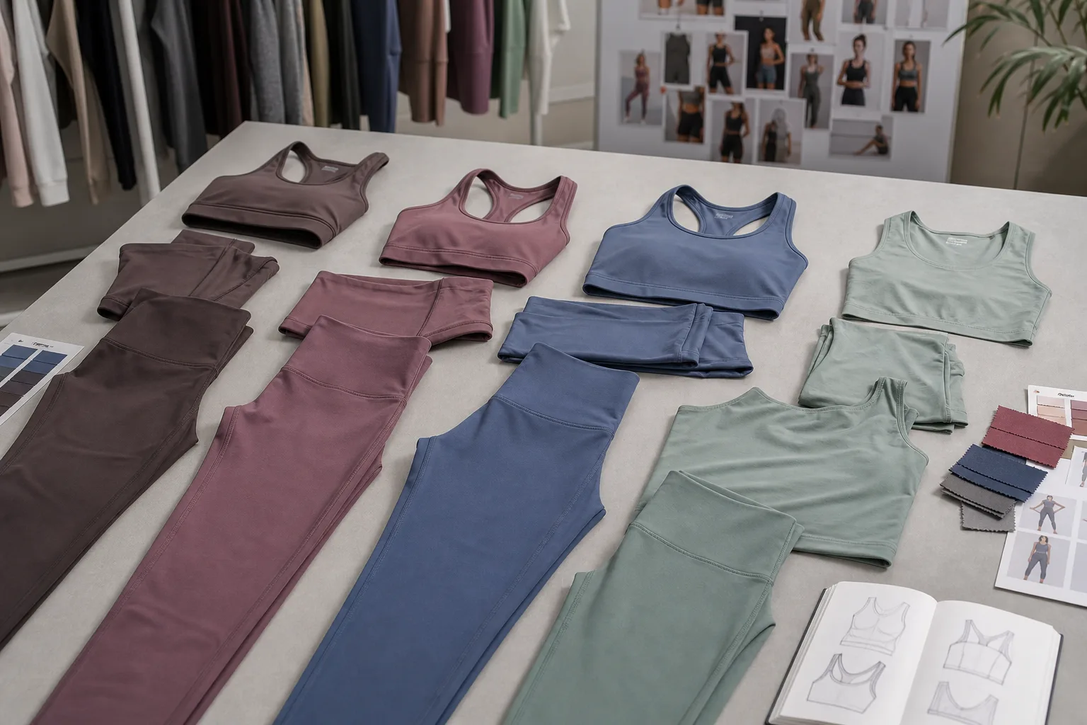 Coordinated yoga apparel sets for yoga apparel manufacturing buyers